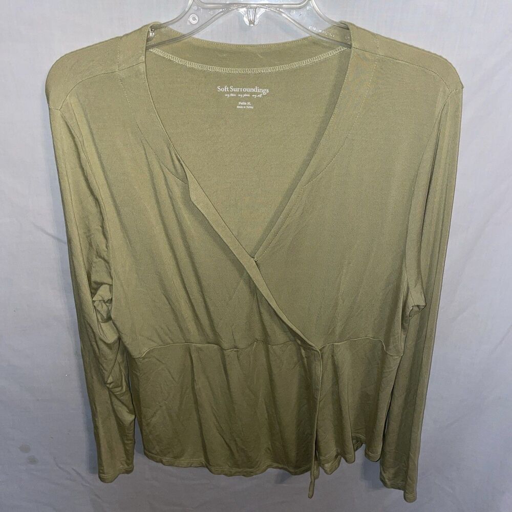 Soft Surroundings Women’s Dressy Blouse Sz XL Petite Light Green Going Out Party